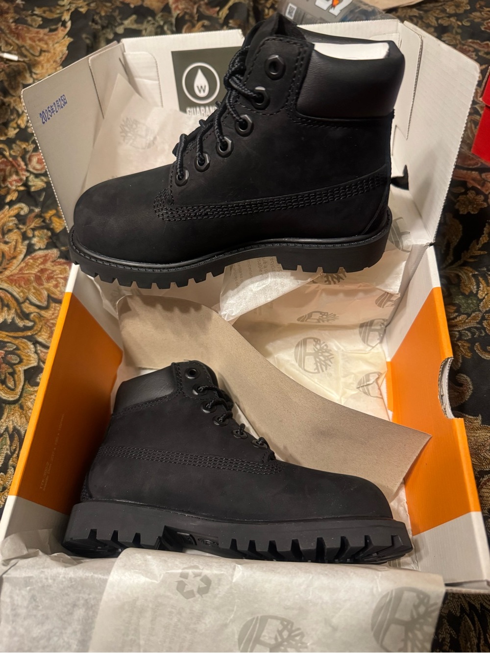 Timberland Kids Black Lace-Up Nubuck Ankle Boots